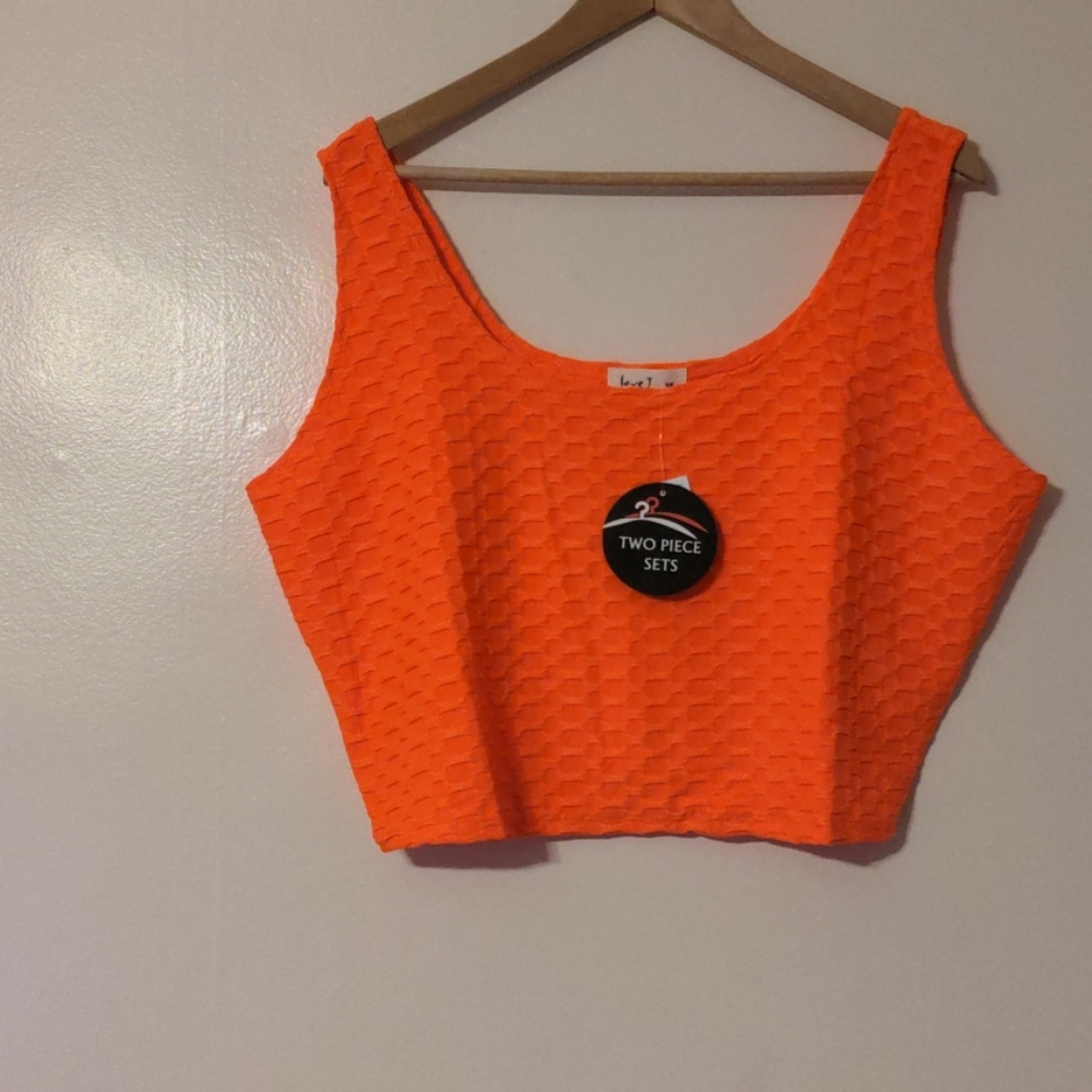 Love j neon coral stretchy active outfit 2pc